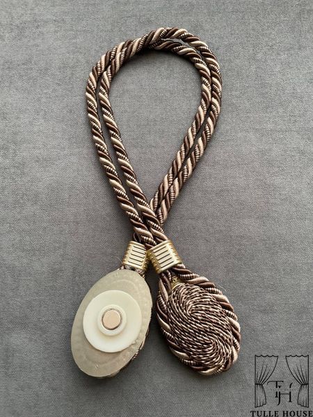 Магніт для штор з шнуром коричневий + беж 2426101488 фото