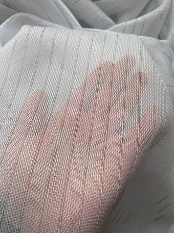 Однотонна тюль Бамбук ялинка&nbsp;зі срібними штрихами в белом цвете 2556428388 фото